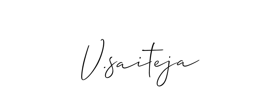 The best way (Allison_Script) to make a short signature is to pick only two or three words in your name. The name V.saiteja include a total of six letters. For converting this name. V.saiteja signature style 2 images and pictures png