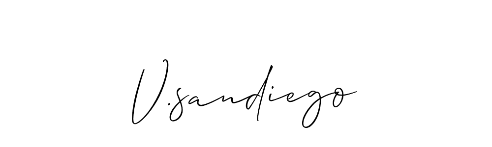 Create a beautiful signature design for name V.sandiego. With this signature (Allison_Script) fonts, you can make a handwritten signature for free. V.sandiego signature style 2 images and pictures png