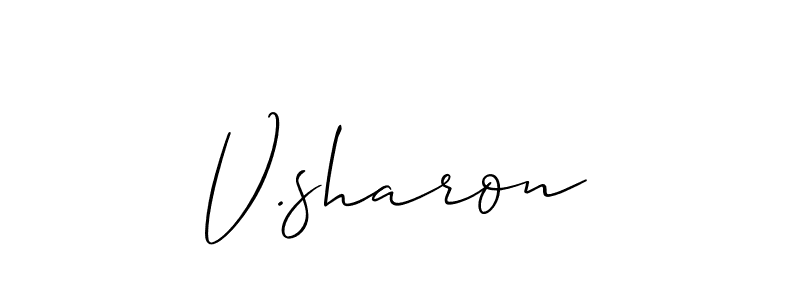 Use a signature maker to create a handwritten signature online. With this signature software, you can design (Allison_Script) your own signature for name V.sharon. V.sharon signature style 2 images and pictures png