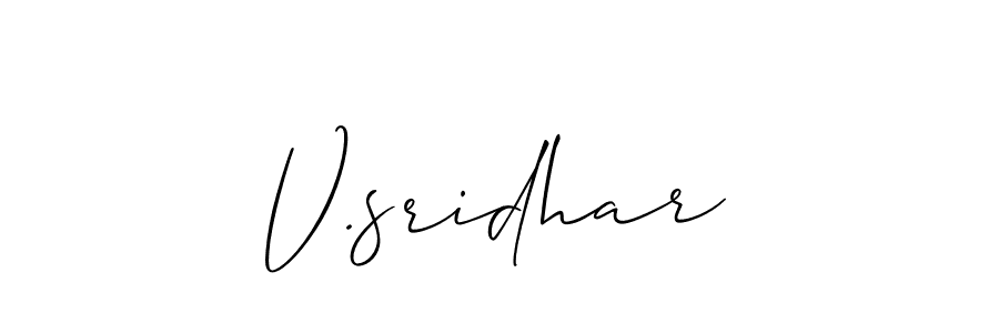 Also we have V.sridhar name is the best signature style. Create professional handwritten signature collection using Allison_Script autograph style. V.sridhar signature style 2 images and pictures png