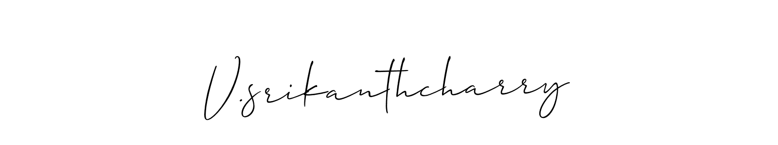 The best way (Allison_Script) to make a short signature is to pick only two or three words in your name. The name V.srikanthcharry include a total of six letters. For converting this name. V.srikanthcharry signature style 2 images and pictures png