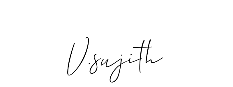 Design your own signature with our free online signature maker. With this signature software, you can create a handwritten (Allison_Script) signature for name V.sujith. V.sujith signature style 2 images and pictures png