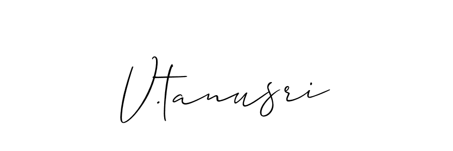 Make a beautiful signature design for name V.tanusri. With this signature (Allison_Script) style, you can create a handwritten signature for free. V.tanusri signature style 2 images and pictures png