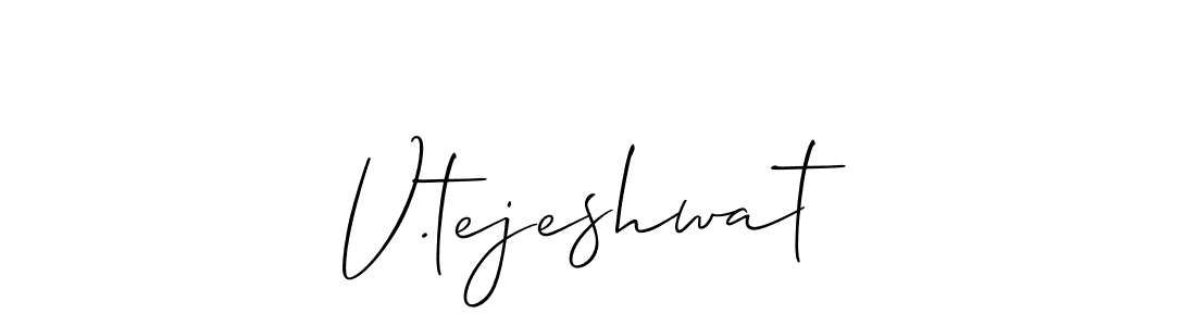 How to make V.tejeshwat name signature. Use Allison_Script style for creating short signs online. This is the latest handwritten sign. V.tejeshwat signature style 2 images and pictures png