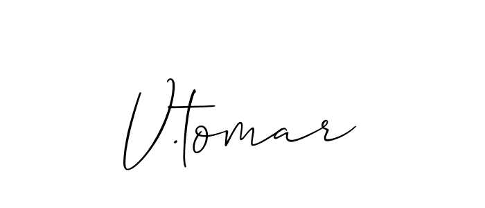 Also You can easily find your signature by using the search form. We will create V.tomar name handwritten signature images for you free of cost using Allison_Script sign style. V.tomar signature style 2 images and pictures png