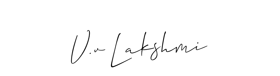 Use a signature maker to create a handwritten signature online. With this signature software, you can design (Allison_Script) your own signature for name V.v Lakshmi. V.v Lakshmi signature style 2 images and pictures png