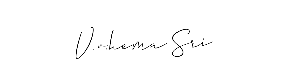 Also we have V.v.hema Sri name is the best signature style. Create professional handwritten signature collection using Allison_Script autograph style. V.v.hema Sri signature style 2 images and pictures png