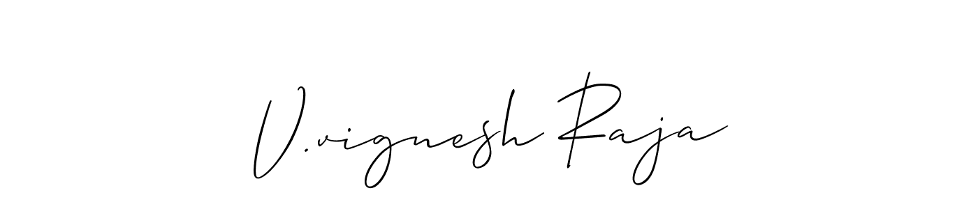 Also You can easily find your signature by using the search form. We will create V.vignesh Raja name handwritten signature images for you free of cost using Allison_Script sign style. V.vignesh Raja signature style 2 images and pictures png