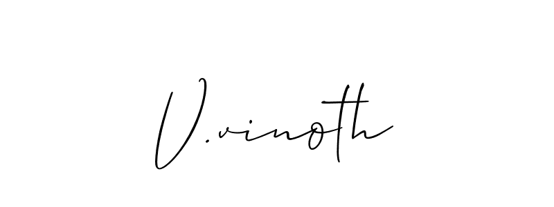 Make a short V.vinoth signature style. Manage your documents anywhere anytime using Allison_Script. Create and add eSignatures, submit forms, share and send files easily. V.vinoth signature style 2 images and pictures png