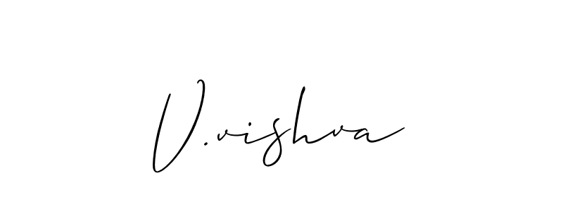 Design your own signature with our free online signature maker. With this signature software, you can create a handwritten (Allison_Script) signature for name V.vishva. V.vishva signature style 2 images and pictures png