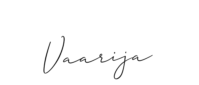 How to make Vaarija name signature. Use Allison_Script style for creating short signs online. This is the latest handwritten sign. Vaarija signature style 2 images and pictures png
