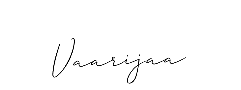 Use a signature maker to create a handwritten signature online. With this signature software, you can design (Allison_Script) your own signature for name Vaarijaa. Vaarijaa signature style 2 images and pictures png