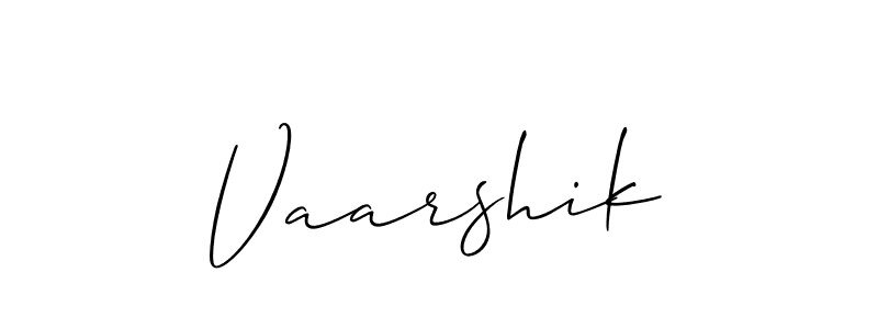 The best way (Allison_Script) to make a short signature is to pick only two or three words in your name. The name Vaarshik include a total of six letters. For converting this name. Vaarshik signature style 2 images and pictures png