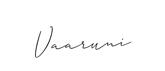 Use a signature maker to create a handwritten signature online. With this signature software, you can design (Allison_Script) your own signature for name Vaaruni. Vaaruni signature style 2 images and pictures png