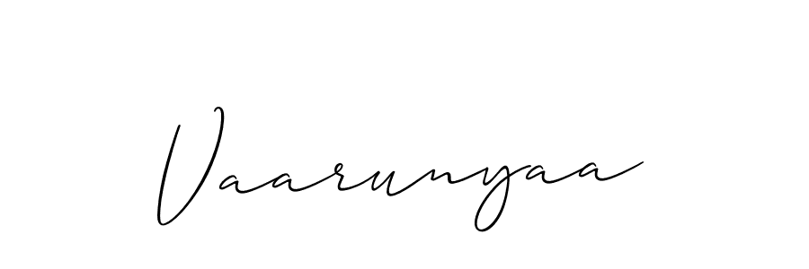 Use a signature maker to create a handwritten signature online. With this signature software, you can design (Allison_Script) your own signature for name Vaarunyaa. Vaarunyaa signature style 2 images and pictures png