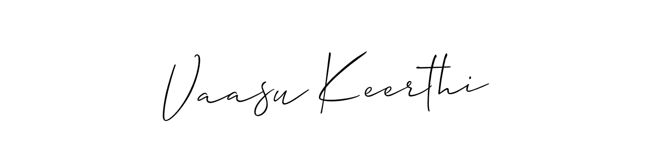 Make a beautiful signature design for name Vaasu Keerthi. With this signature (Allison_Script) style, you can create a handwritten signature for free. Vaasu Keerthi signature style 2 images and pictures png