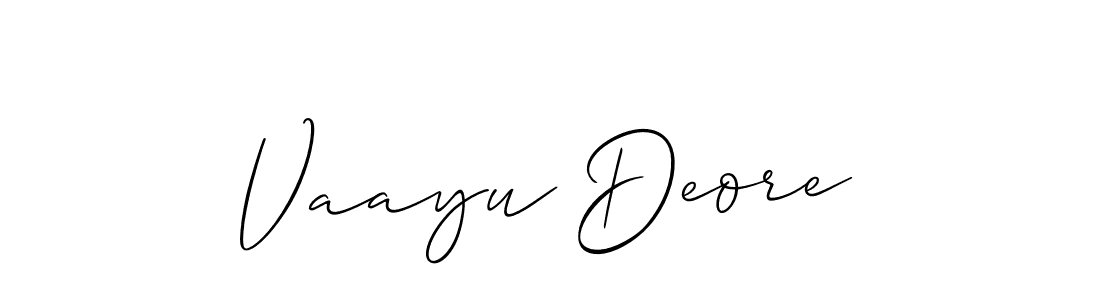 Also You can easily find your signature by using the search form. We will create Vaayu Deore name handwritten signature images for you free of cost using Allison_Script sign style. Vaayu Deore signature style 2 images and pictures png