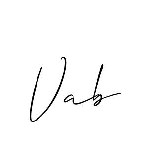 Create a beautiful signature design for name Vab. With this signature (Allison_Script) fonts, you can make a handwritten signature for free. Vab signature style 2 images and pictures png