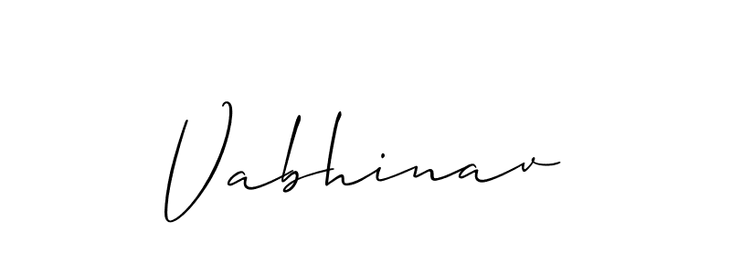 How to make Vabhinav name signature. Use Allison_Script style for creating short signs online. This is the latest handwritten sign. Vabhinav signature style 2 images and pictures png
