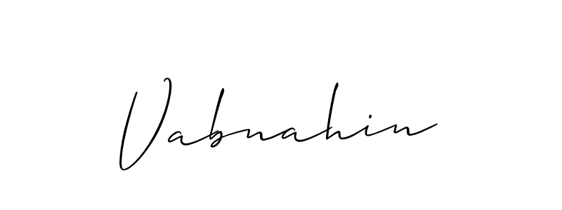 The best way (Allison_Script) to make a short signature is to pick only two or three words in your name. The name Vabnahin include a total of six letters. For converting this name. Vabnahin signature style 2 images and pictures png
