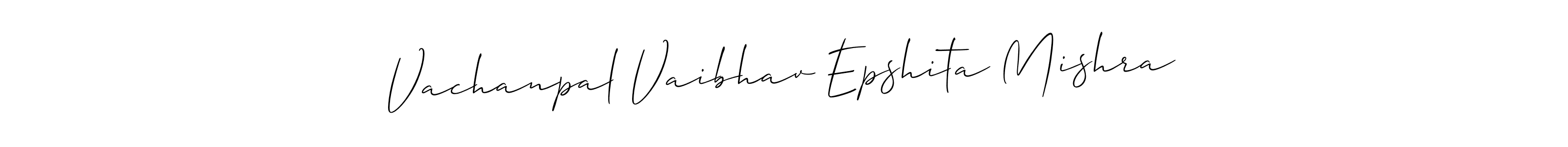 Similarly Allison_Script is the best handwritten signature design. Signature creator online .You can use it as an online autograph creator for name Vachanpal Vaibhav Epshita Mishra. Vachanpal Vaibhav Epshita Mishra signature style 2 images and pictures png