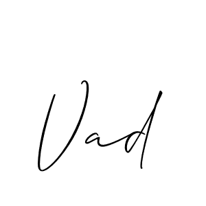 Make a beautiful signature design for name Vad. With this signature (Allison_Script) style, you can create a handwritten signature for free. Vad signature style 2 images and pictures png