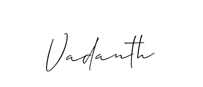 Create a beautiful signature design for name Vadanth. With this signature (Allison_Script) fonts, you can make a handwritten signature for free. Vadanth signature style 2 images and pictures png