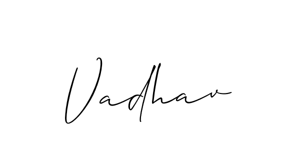 Use a signature maker to create a handwritten signature online. With this signature software, you can design (Allison_Script) your own signature for name Vadhav. Vadhav signature style 2 images and pictures png