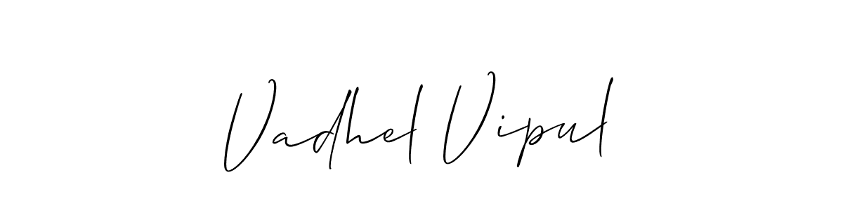 Create a beautiful signature design for name Vadhel Vipul. With this signature (Allison_Script) fonts, you can make a handwritten signature for free. Vadhel Vipul signature style 2 images and pictures png