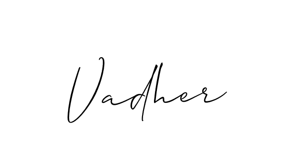 You can use this online signature creator to create a handwritten signature for the name Vadher. This is the best online autograph maker. Vadher signature style 2 images and pictures png