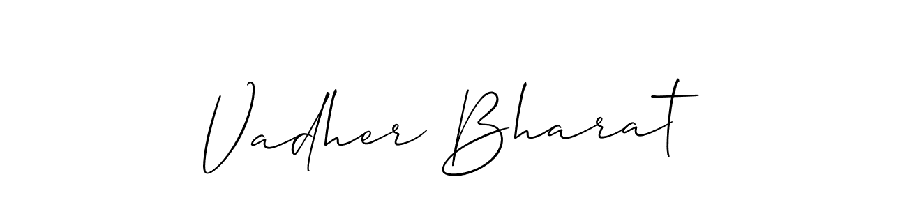 Design your own signature with our free online signature maker. With this signature software, you can create a handwritten (Allison_Script) signature for name Vadher Bharat. Vadher Bharat signature style 2 images and pictures png