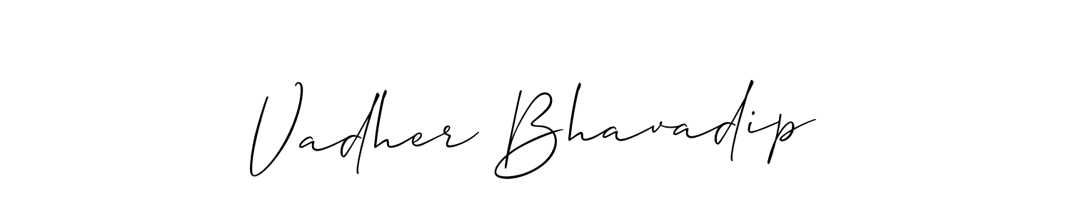 Use a signature maker to create a handwritten signature online. With this signature software, you can design (Allison_Script) your own signature for name Vadher Bhavadip. Vadher Bhavadip signature style 2 images and pictures png