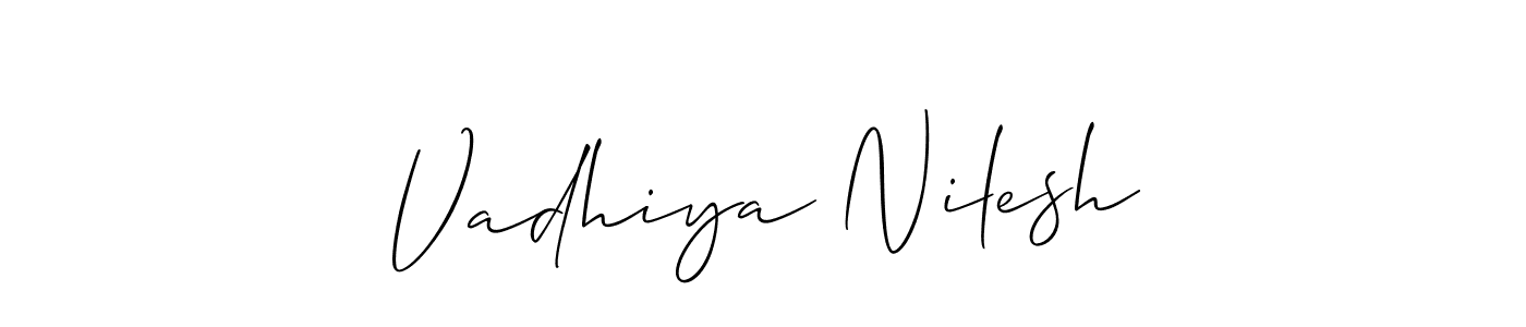 It looks lik you need a new signature style for name Vadhiya Nilesh. Design unique handwritten (Allison_Script) signature with our free signature maker in just a few clicks. Vadhiya Nilesh signature style 2 images and pictures png