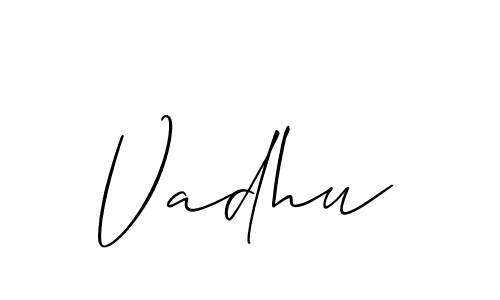 if you are searching for the best signature style for your name Vadhu. so please give up your signature search. here we have designed multiple signature styles  using Allison_Script. Vadhu signature style 2 images and pictures png