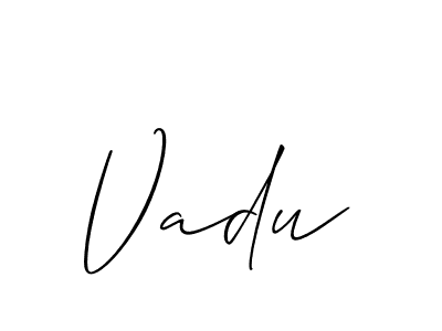 if you are searching for the best signature style for your name Vadu. so please give up your signature search. here we have designed multiple signature styles  using Allison_Script. Vadu signature style 2 images and pictures png