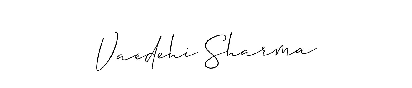 How to make Vaedehi Sharma name signature. Use Allison_Script style for creating short signs online. This is the latest handwritten sign. Vaedehi Sharma signature style 2 images and pictures png