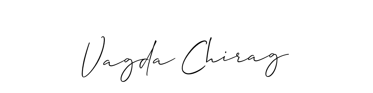 The best way (Allison_Script) to make a short signature is to pick only two or three words in your name. The name Vagda Chirag include a total of six letters. For converting this name. Vagda Chirag signature style 2 images and pictures png