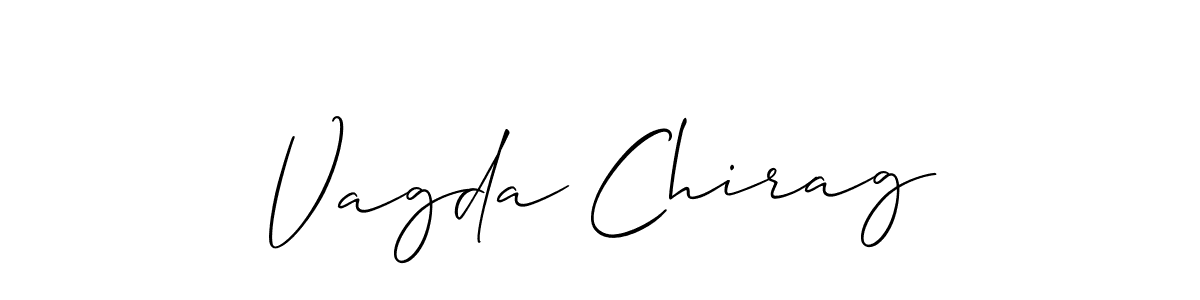 The best way (Allison_Script) to make a short signature is to pick only two or three words in your name. The name Vagda Chirag include a total of six letters. For converting this name. Vagda Chirag signature style 2 images and pictures png