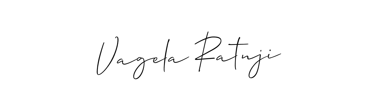 How to make Vagela Ratnji name signature. Use Allison_Script style for creating short signs online. This is the latest handwritten sign. Vagela Ratnji signature style 2 images and pictures png