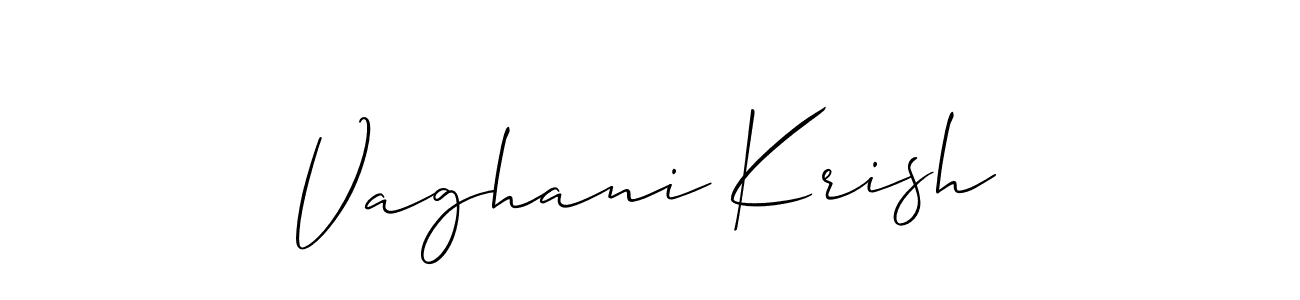 How to make Vaghani Krish name signature. Use Allison_Script style for creating short signs online. This is the latest handwritten sign. Vaghani Krish signature style 2 images and pictures png