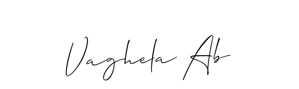 How to make Vaghela Ab name signature. Use Allison_Script style for creating short signs online. This is the latest handwritten sign. Vaghela Ab signature style 2 images and pictures png