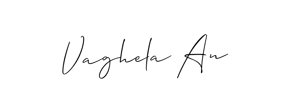 How to make Vaghela An name signature. Use Allison_Script style for creating short signs online. This is the latest handwritten sign. Vaghela An signature style 2 images and pictures png