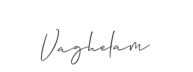 Use a signature maker to create a handwritten signature online. With this signature software, you can design (Allison_Script) your own signature for name Vaghelam. Vaghelam signature style 2 images and pictures png