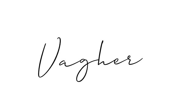 The best way (Allison_Script) to make a short signature is to pick only two or three words in your name. The name Vagher include a total of six letters. For converting this name. Vagher signature style 2 images and pictures png