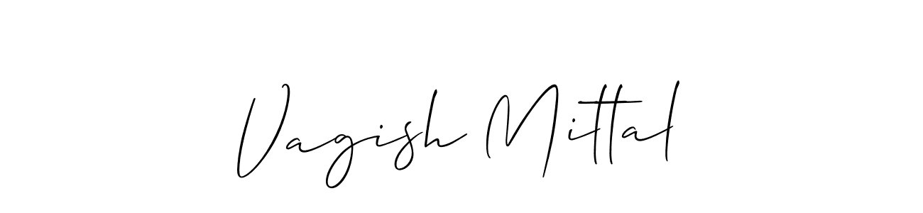 How to make Vagish Mittal name signature. Use Allison_Script style for creating short signs online. This is the latest handwritten sign. Vagish Mittal signature style 2 images and pictures png