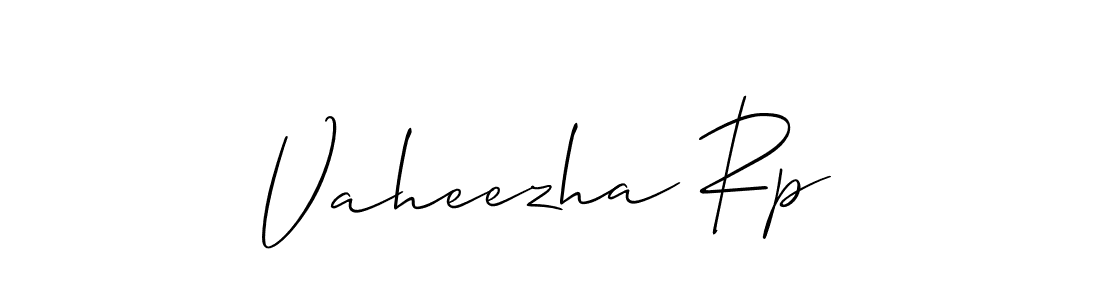 The best way (Allison_Script) to make a short signature is to pick only two or three words in your name. The name Vaheezha Rp include a total of six letters. For converting this name. Vaheezha Rp signature style 2 images and pictures png