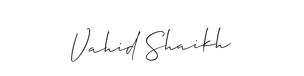 Make a beautiful signature design for name Vahid Shaikh. With this signature (Allison_Script) style, you can create a handwritten signature for free. Vahid Shaikh signature style 2 images and pictures png