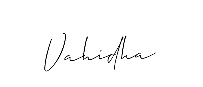 How to make Vahidha name signature. Use Allison_Script style for creating short signs online. This is the latest handwritten sign. Vahidha signature style 2 images and pictures png