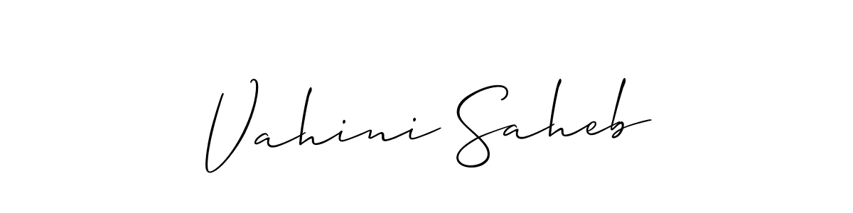 if you are searching for the best signature style for your name Vahini Saheb. so please give up your signature search. here we have designed multiple signature styles  using Allison_Script. Vahini Saheb signature style 2 images and pictures png