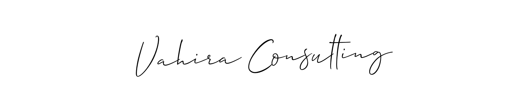 Create a beautiful signature design for name Vahira Consulting. With this signature (Allison_Script) fonts, you can make a handwritten signature for free. Vahira Consulting signature style 2 images and pictures png